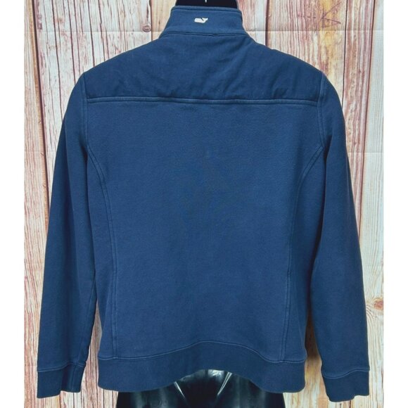 Vineyard Vines Mens Navy Cotton Quarter-Zip Jacket Medium - Picture 2 of 6